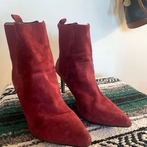 Intentionally Blank Suede Red Boot. Size 9